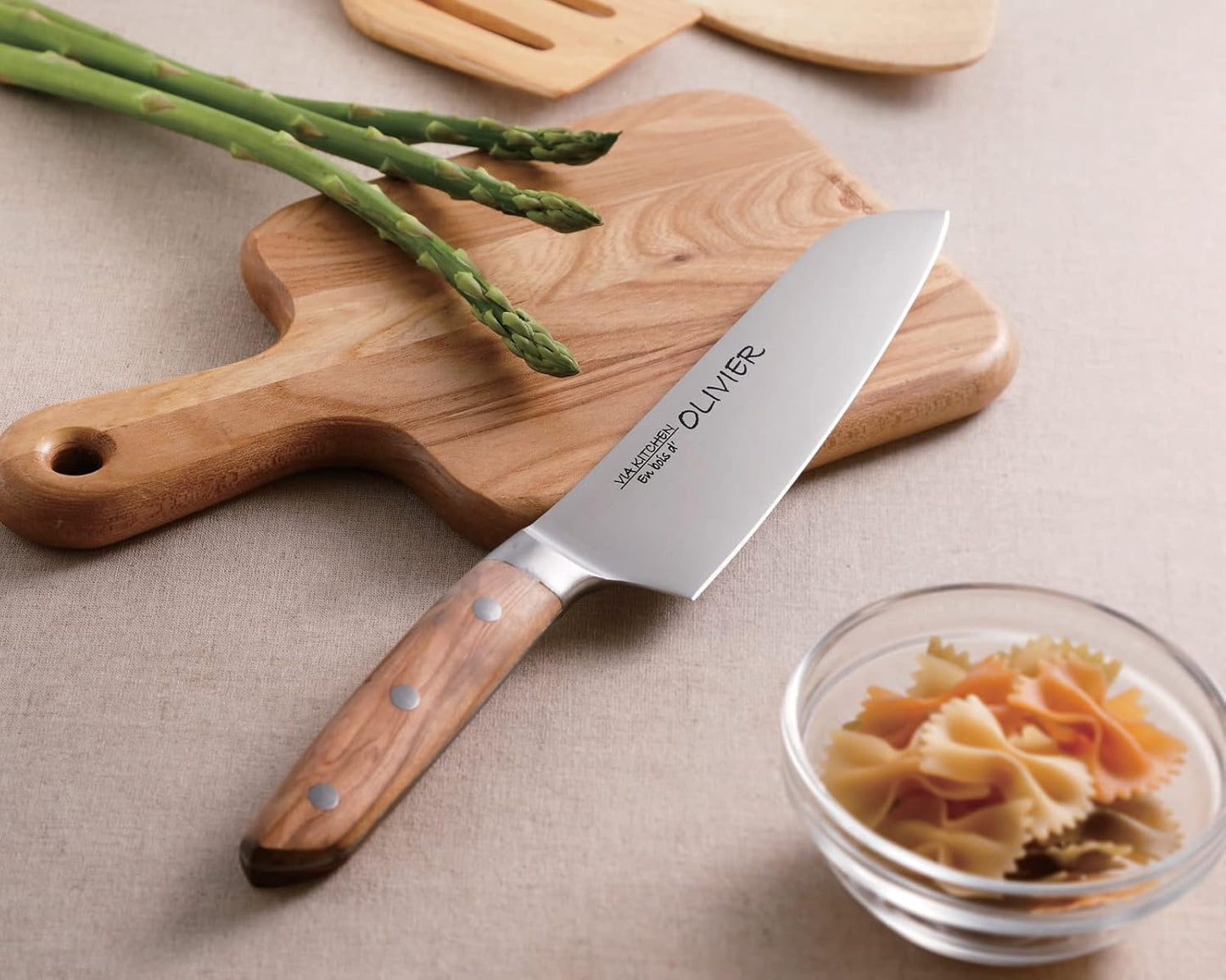 佐竹産業 三徳包丁 バイアキッチン オリーブ 日本製 16.5cm