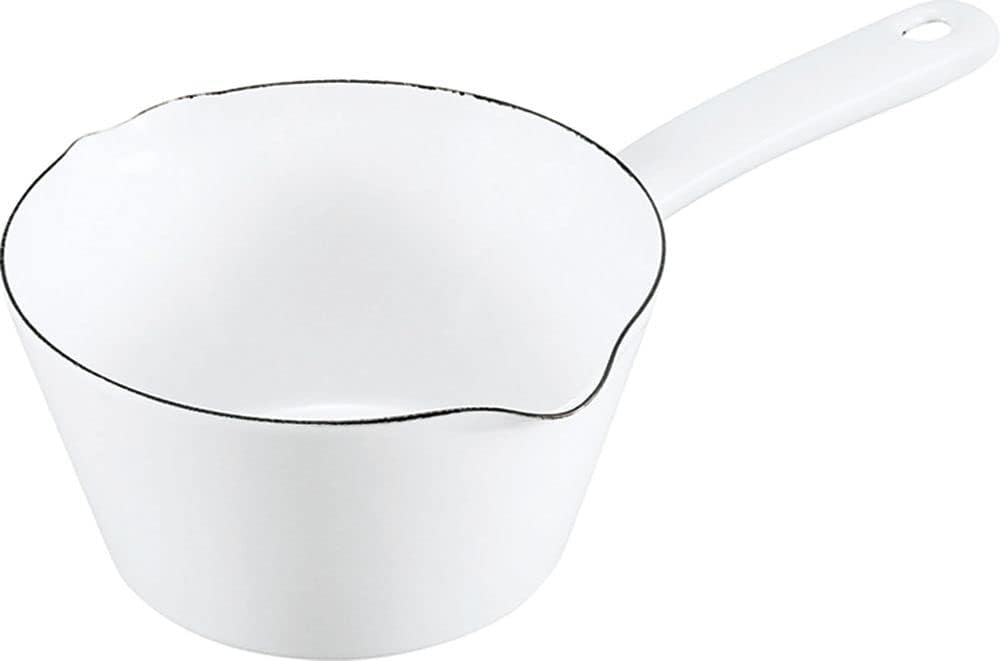 富士ホーロー 汚れがつきにくい ミルクパン NEIGE 目安目盛り付き 14cm 0.7L ペイント仕上げ ホワイト N-14M